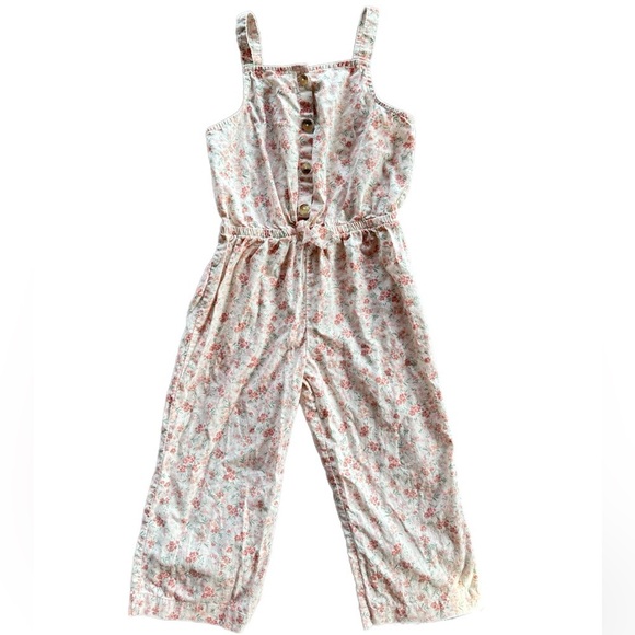 OshKosh B’gosh Girls Pink Floral One Piece Jumpsuit Romper Size 8 - Picture 2 of 6